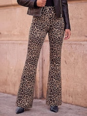 Roman Pantalone Životinjski print Flare Elastično - Slika 1 od 4