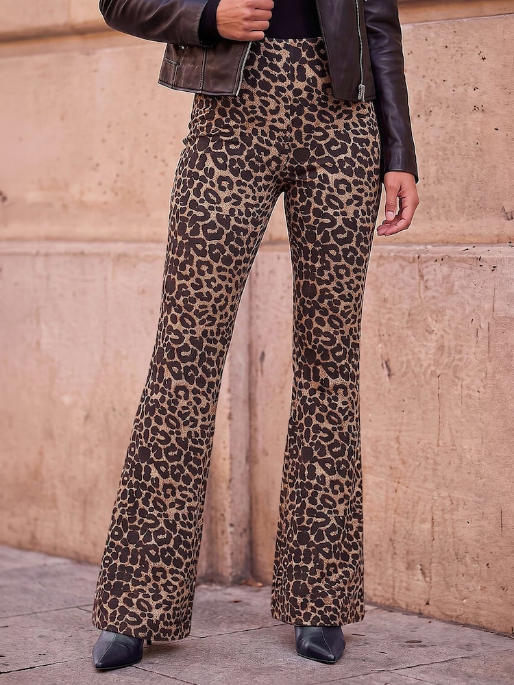 Roman Pantalone Životinjski print Flare Elastično - Slika 1 od 4