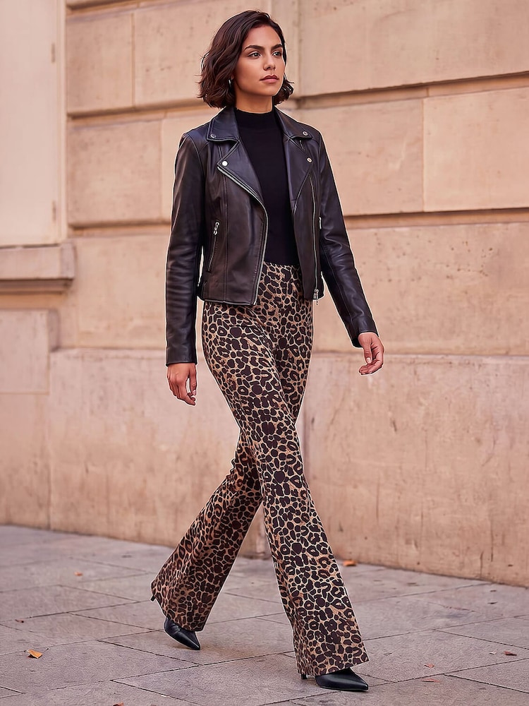 Roman Pantalone Životinjski print Flare Elastično - Slika 2 od 4