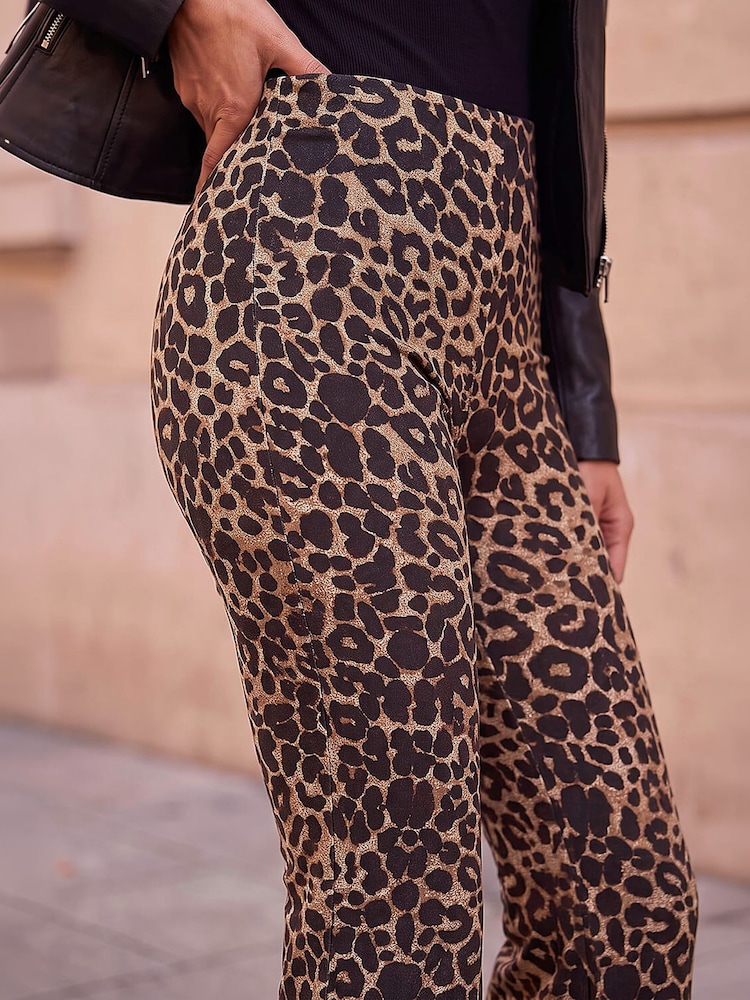 Roman Pantalone Životinjski print Flare Elastično - Slika 4 od 4