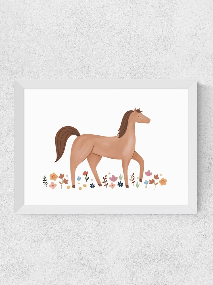 East End Prints White Horse In The Meadow Wall Art Print by Kid of the Village - Image 2 of 2 East End Prints White Horse In The Meadow Wall Art Print by Kid of the Village - Image 2 of 2
