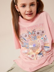 Pink Oversized Embellished Graphic T-Shirt (3-16yrs) - Image 1 of 1