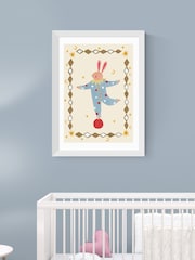 East End Prints White Balancing Bunny Wall Art Print by Kid of the Village - Image 1 of 2
