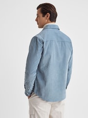 Reiss Ashley Blue Bonucci Corduroy Twin Pocket Overshirt - Image 5 of 5