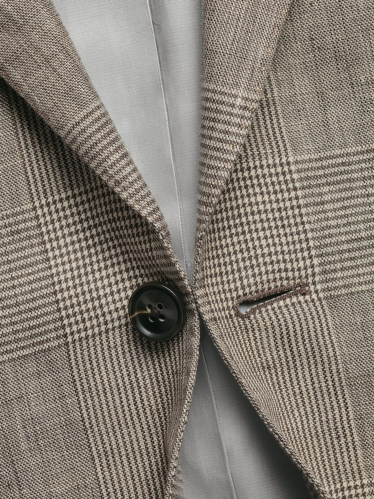 Charles Tyrwhitt Brown Slim Fit Linen Suit Jacket - Image 8 of 8