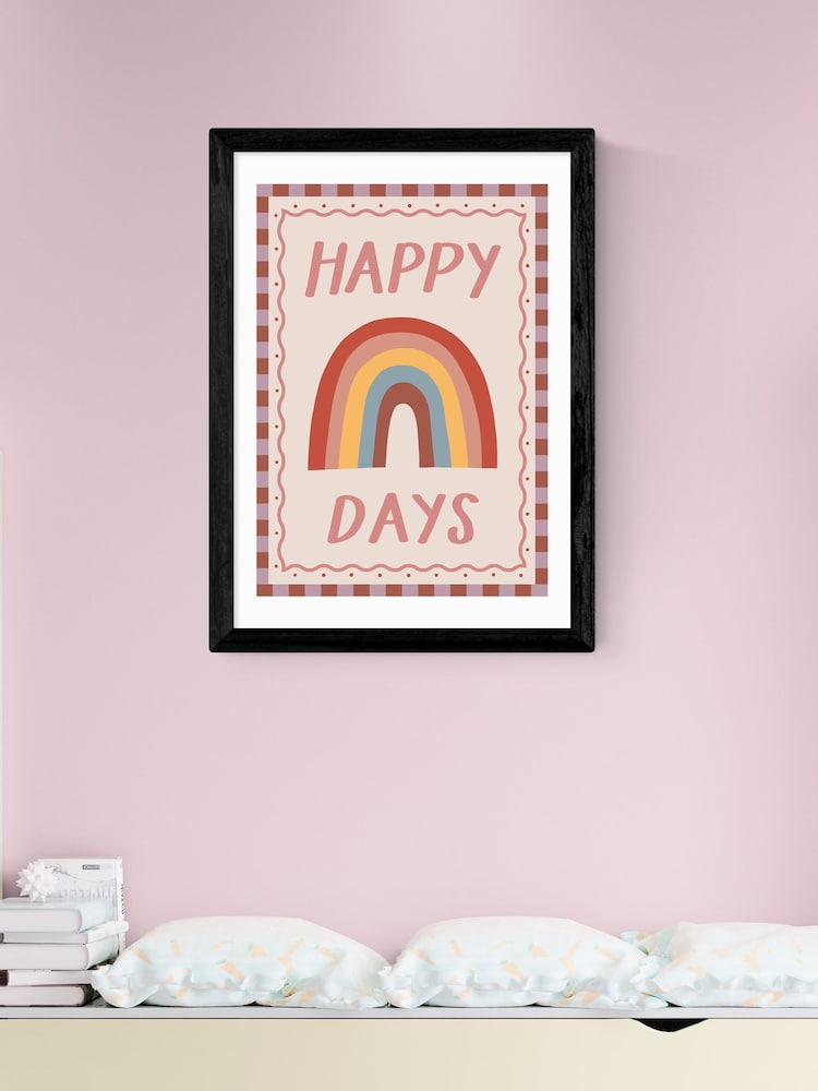 East End Prints Black Happy Days Wall Art Print by Kid of the Village - Image 1 of 2