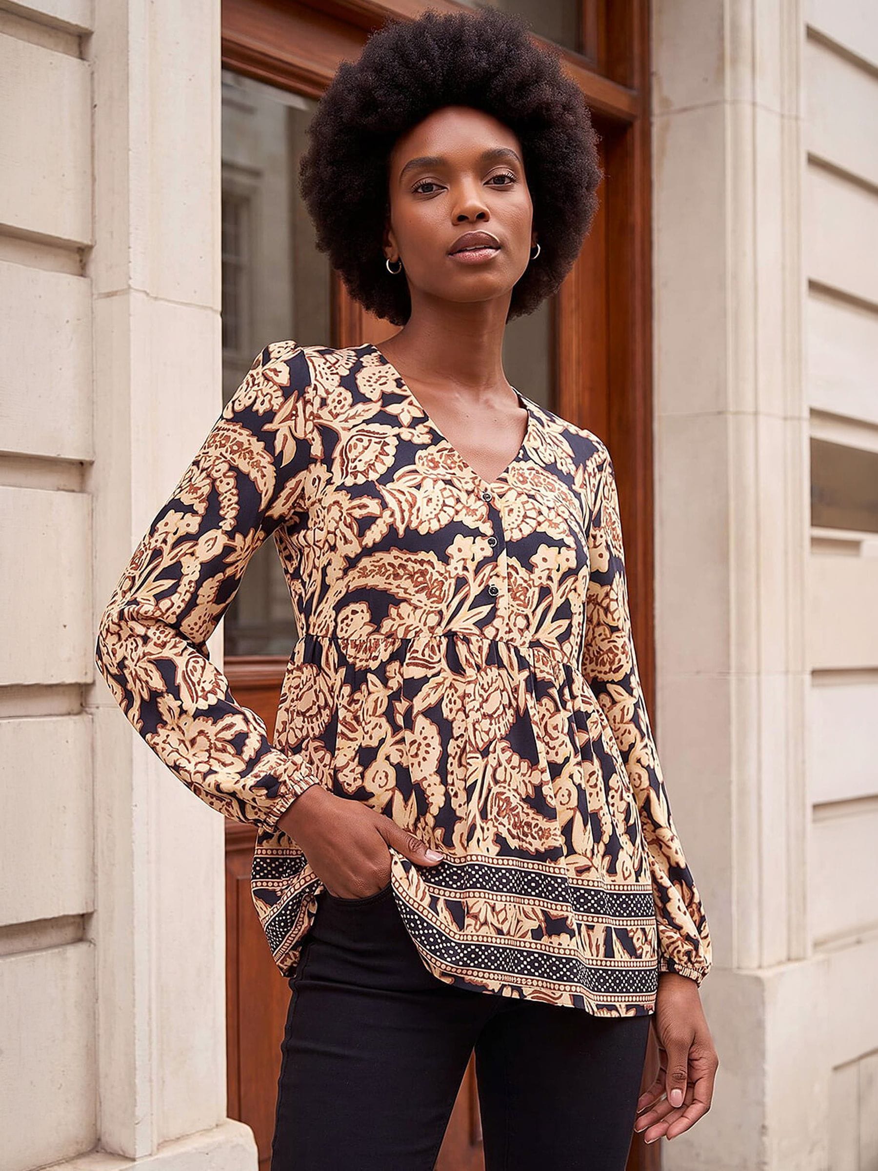 Roman Women's Paisley Print Tunic Top in Black | Size: 12 - Image 3