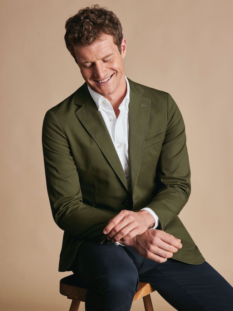 Charles Tyrwhitt Green Cotton Stretch Jacket - Image 2 of 5 Charles Tyrwhitt Green Cotton Stretch Jacket - Image 2 of 5