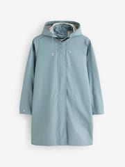 Ilse Jacobsen Blue A-line waterproof PU raincoat with welded seams, detachable hood, storm placket, and 5,000 mm rating - Image 1 of 1