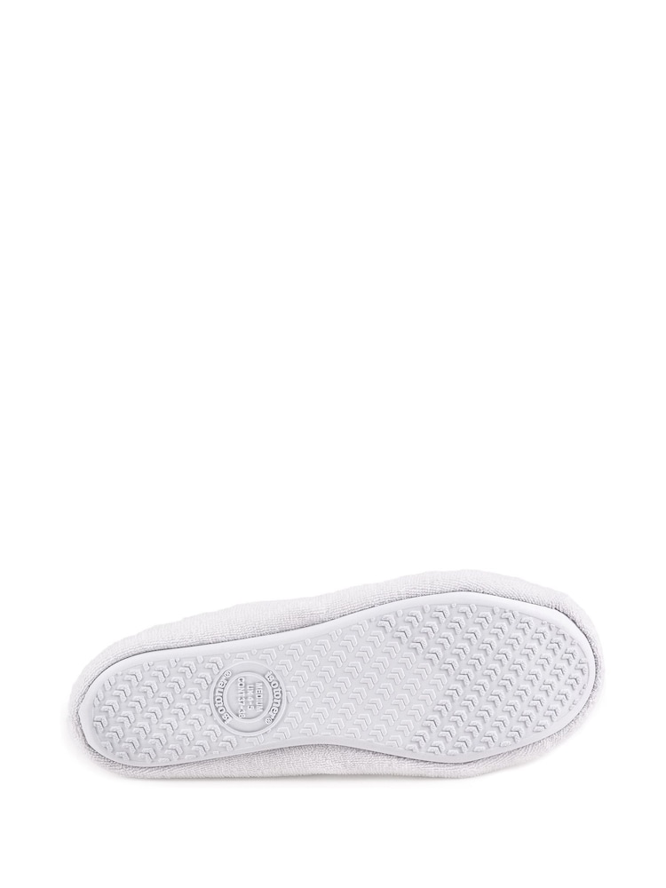 Totes White Isotoner Terry Ballet Slippers With Bow - Image 5 of 5