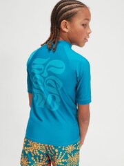 Speedo Blue Boys Printed Short Sleeve Rash Top - Image 2 of 6