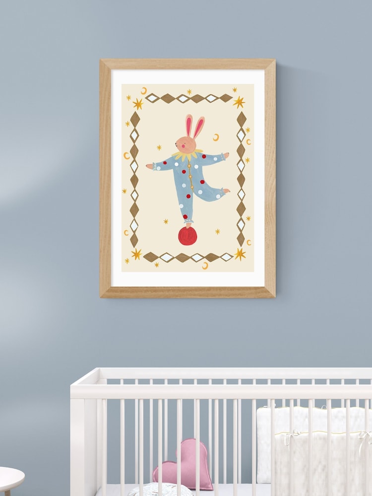 East End Prints Oak Balancing Bunny Wall Art Print by Kid of the Village - Image 1 of 2 East End Prints Oak Balancing Bunny Wall Art Print by Kid of the Village - Image 1 of 2