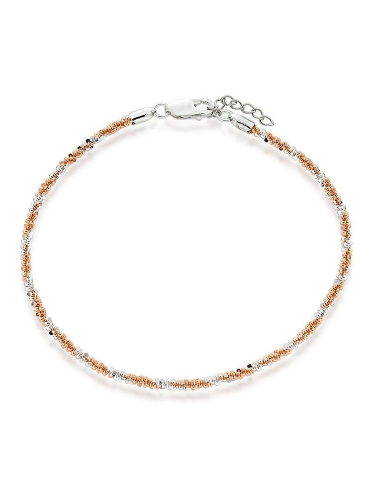Beaverbrooks Silver And Rose Gold Plated Anklet - Image 1 of 3
