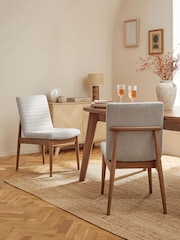 Set of 2 Tweedy Plain Light Natural Atlas Walnut Effect Leg Dining Chairs - Image 2 of 12