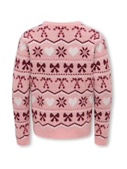 ONLY KIDS Pink Fair Isle Pattern Knit Jumper - Image 2 of 3