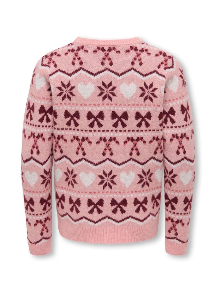 ONLY KIDS Pink Fair Isle Pattern Knit Jumper - Image 2 of 3 ONLY KIDS Pink Fair Isle Pattern Knit Jumper - Image 2 of 3