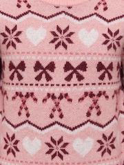 ONLY KIDS Pink Fair Isle Pattern Knit Jumper - Image 3 of 3