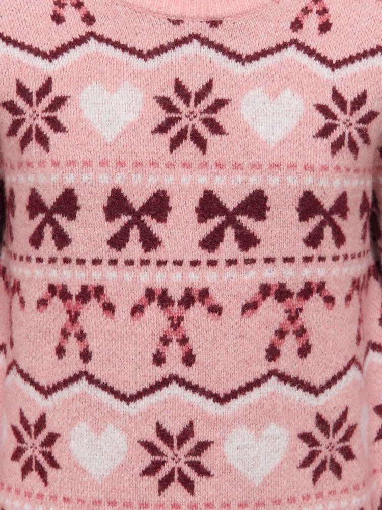 ONLY KIDS Pink Fair Isle Pattern Knit Jumper - Image 3 of 3 ONLY KIDS Pink Fair Isle Pattern Knit Jumper - Image 3 of 3