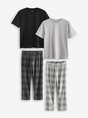 Black/Grey Check Jersey Pyjamas Set 2 Pack - Image 1 of 8