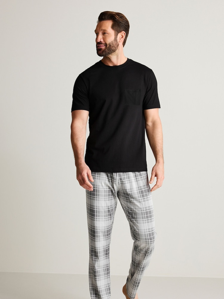 Noir/gris à carreaux - Ensemble de pyjamas en jersey 2 Lot - Image 5 of 12