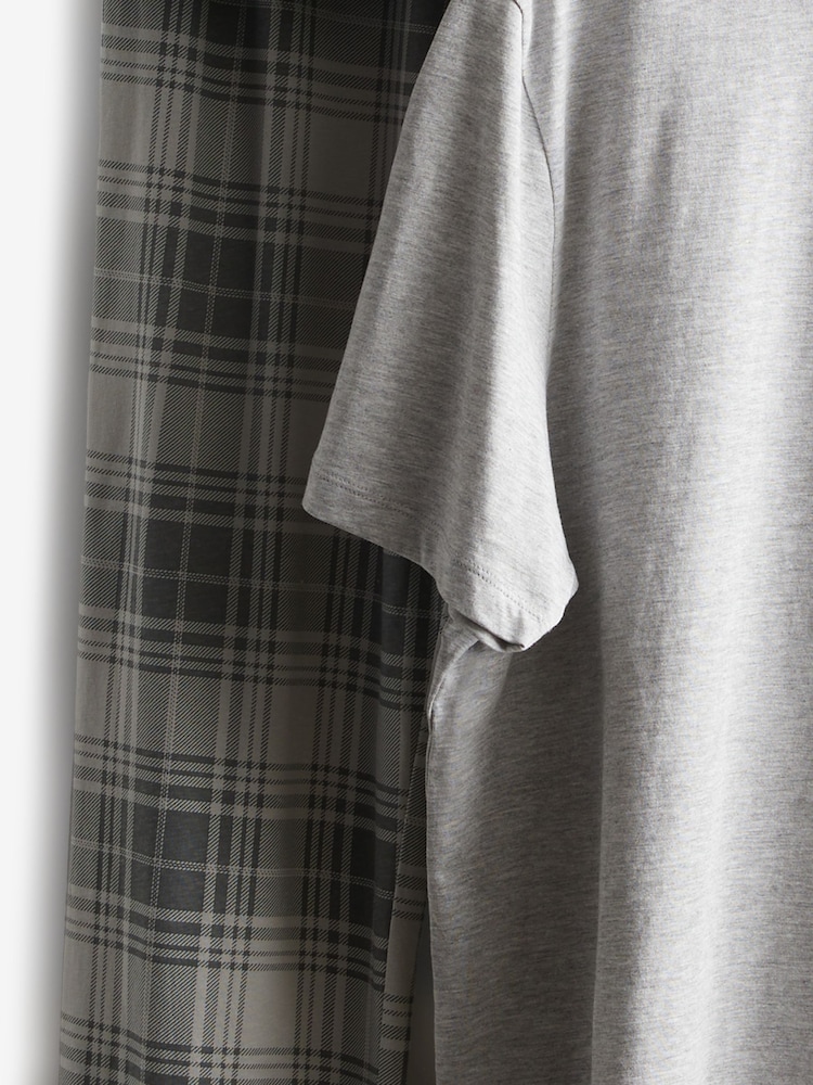 Black/Grey Check Jersey Pyjamas Set 2 Pack - Image 8 of 8