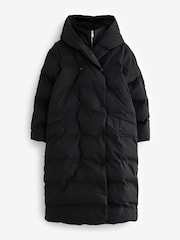 Black Longline Shower Resistant Padded Hooded Coat - Image 5 of 8