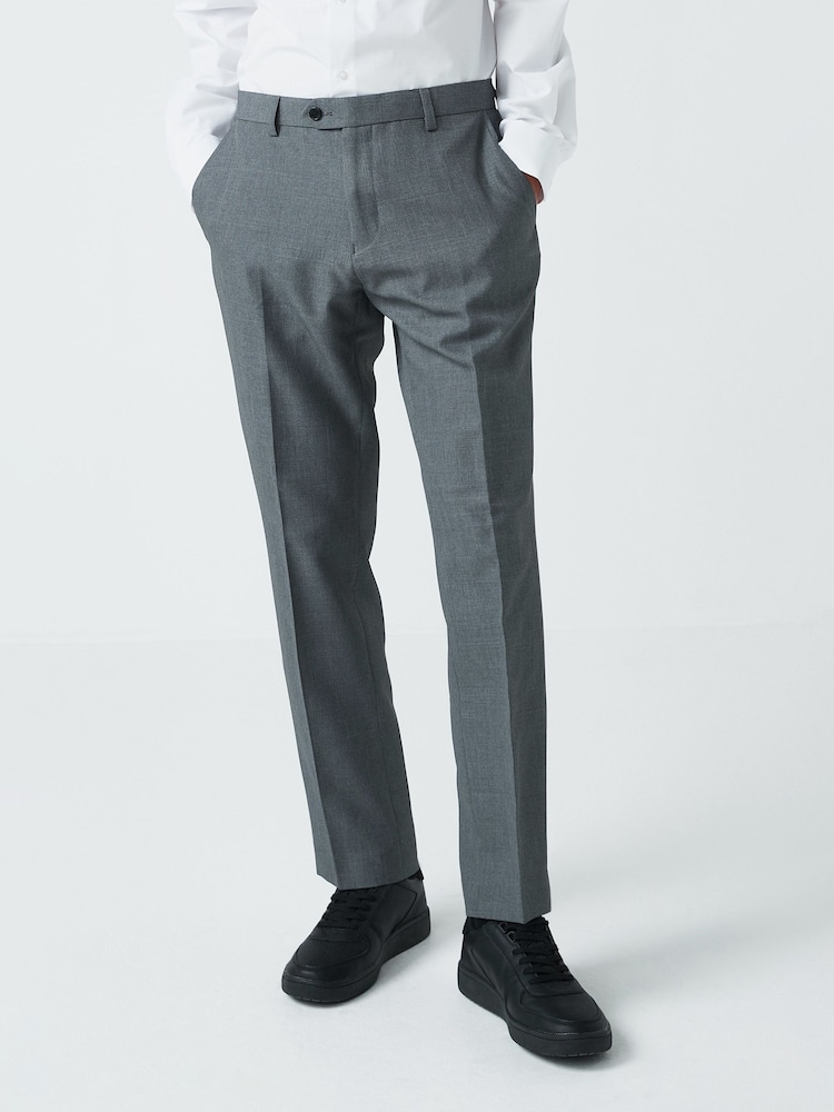 Light Grey Slim Machine Washable Plain Front Smart Trousers - Image 1 of 4