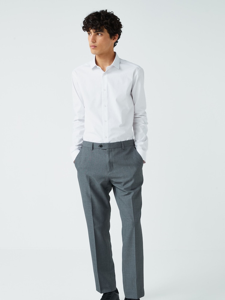 Light Grey Slim Machine Washable Plain Front Smart Trousers - Image 2 of 4