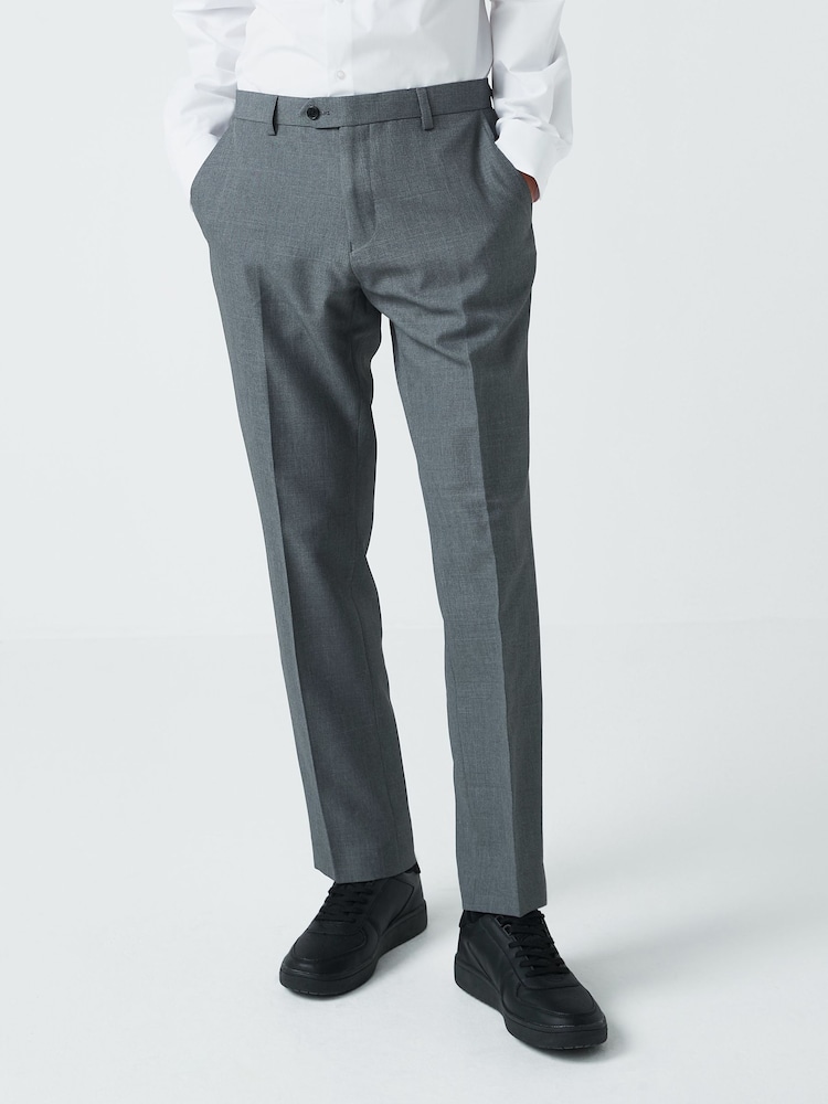 Light Grey Slim Machine Washable Plain Front Smart Trousers - Image 4 of 4