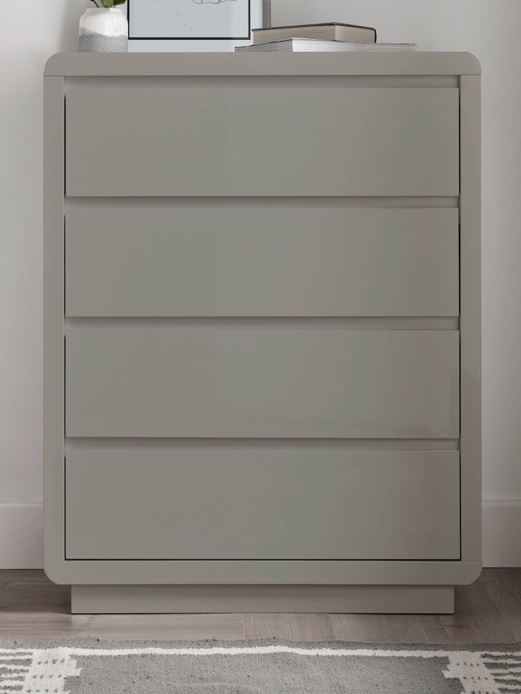 time4sleep Grey Marlow High Gloss Four Drawers Chest - Image 1 of 3
