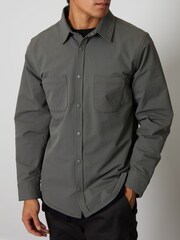 Threadbare Grey Luxe Jersey Lined Long Sleeve Overshirt - Image 1 of 4