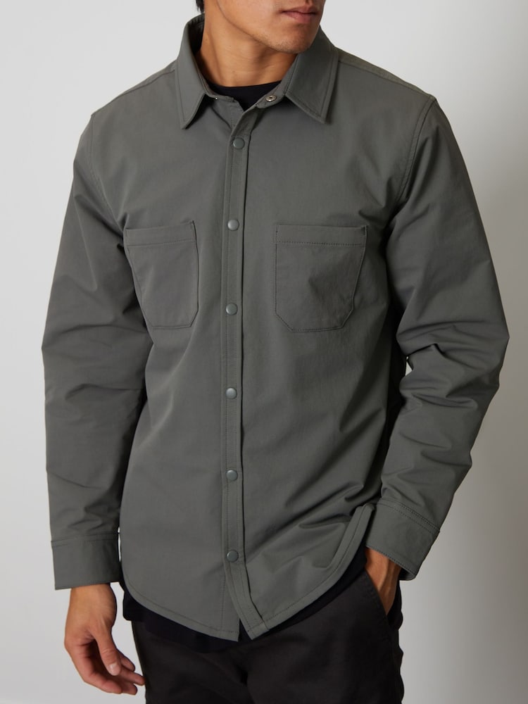 Threadbare Grey Luxe Jersey Lined Long Sleeve Overshirt - Image 1 of 4