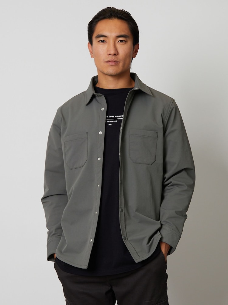 Threadbare Grey Luxe Jersey Lined Long Sleeve Overshirt - Image 3 of 4