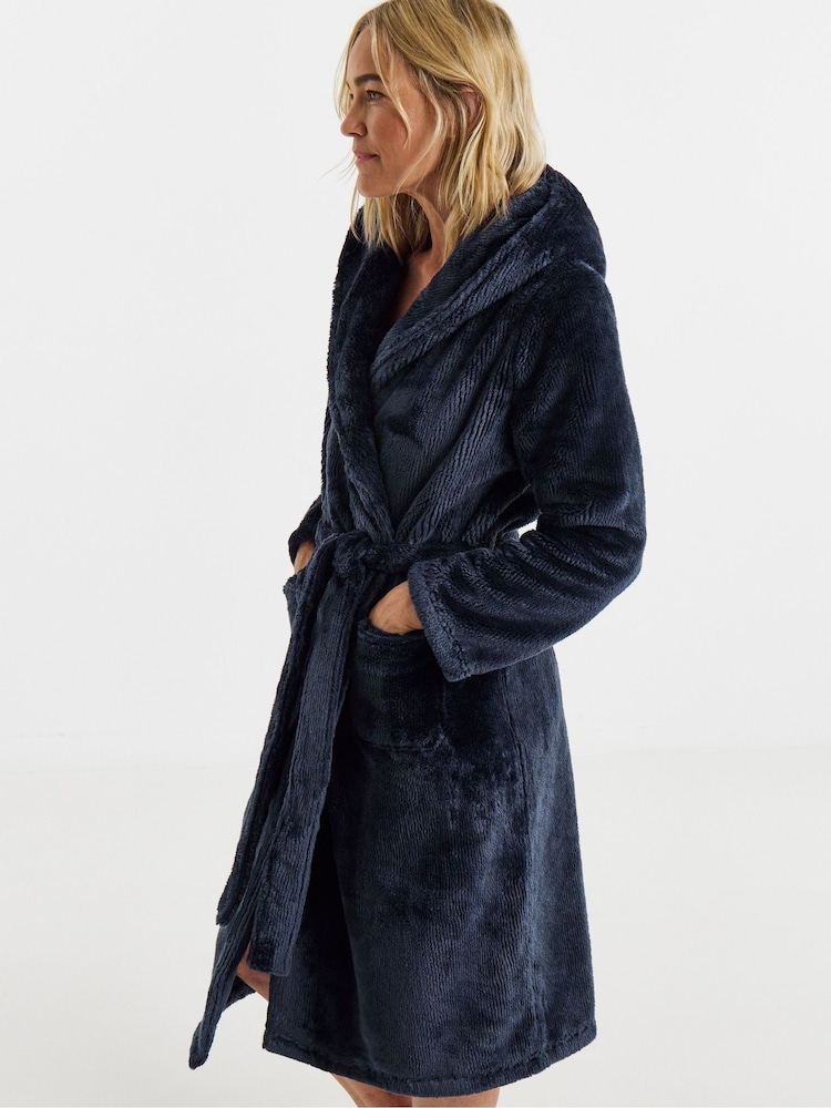 Figleaves Blue Figleaves Luxe Plush Robe - Image 1 of 4 Figleaves Blue Figleaves Luxe Plush Robe - Image 1 of 4