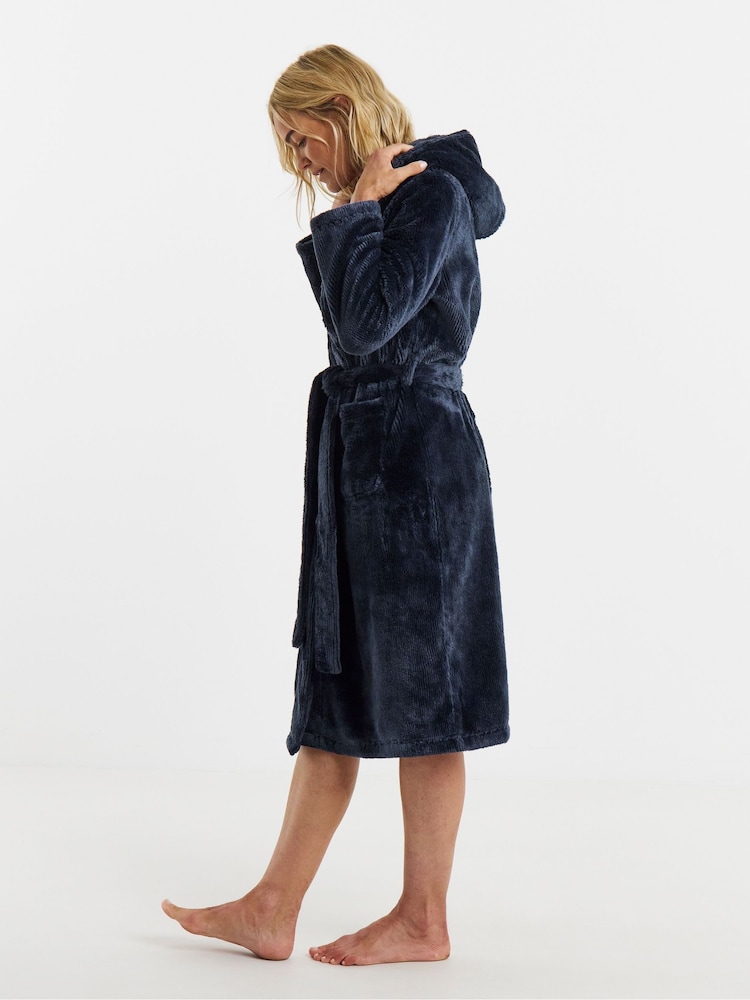 Figleaves Blue Figleaves Luxe Plush Robe - Image 2 of 4 Figleaves Blue Figleaves Luxe Plush Robe - Image 2 of 4