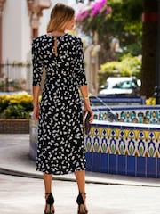 Sosandar Black Fleck Printed Fit And Flare Dress - Image 2 of 5