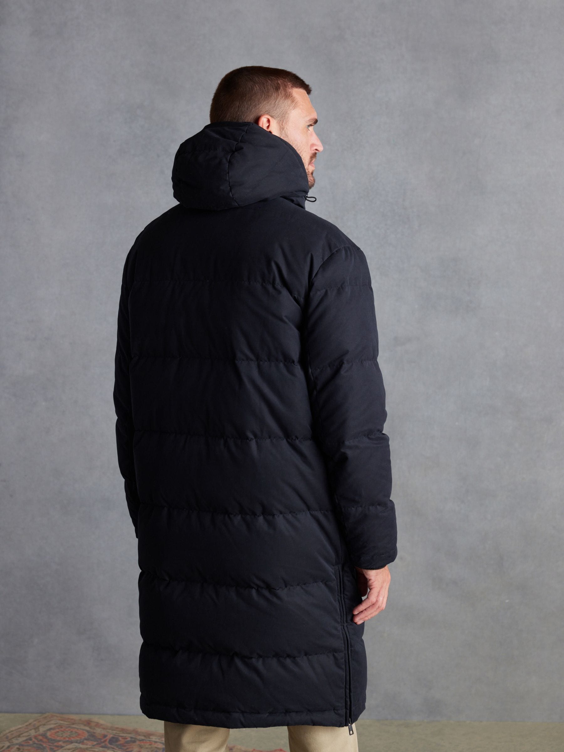 Black Signature Longline Down Puffer Coat