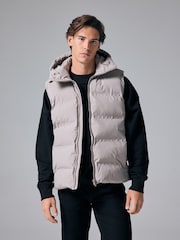 Dark Stone Shower Resistant Heatseal Hooded Gilet - Image 1 of 7