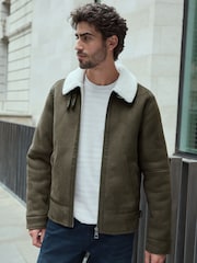Dark Stone Faux Shearling Jacket - Image 1 of 13