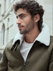 Dark Stone Faux Shearling Jacket - Image 2 of 13