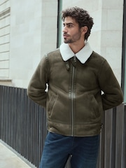 Dark Stone Faux Shearling Jacket - Image 7 of 13