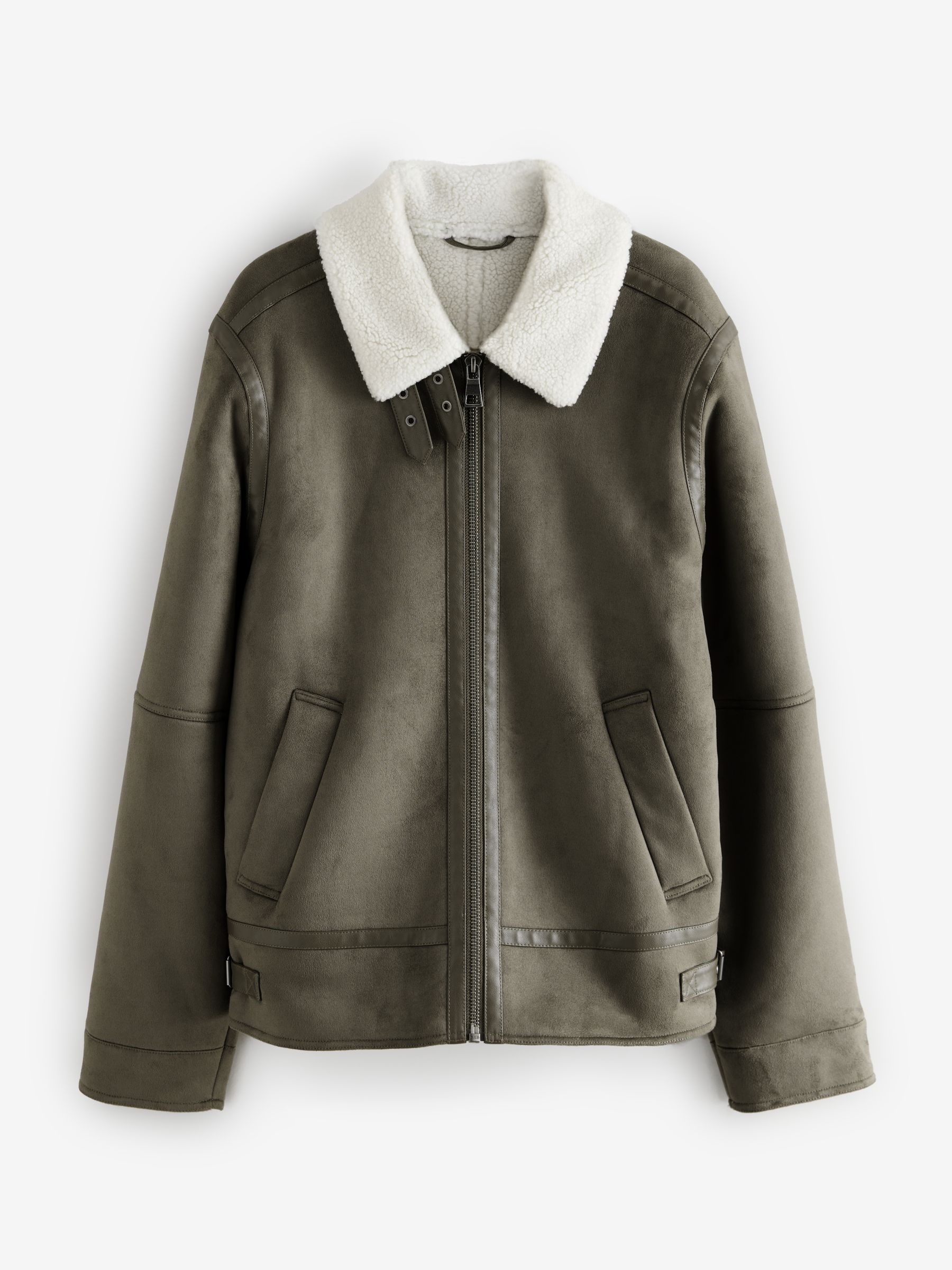 Buy Dark Stone Faux Shearling Jacket from Next USA