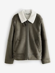 Dark Stone Faux Shearling Jacket - Image 9 of 13