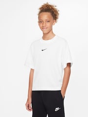 Nike White Oversized Essentials Boxy 100% Cotton T-Shirt - Image 1 of 4