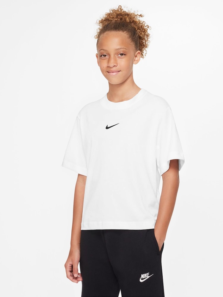 Nike White Oversized Essentials Boxy 100% Cotton T-Shirt - Image 1 of 4