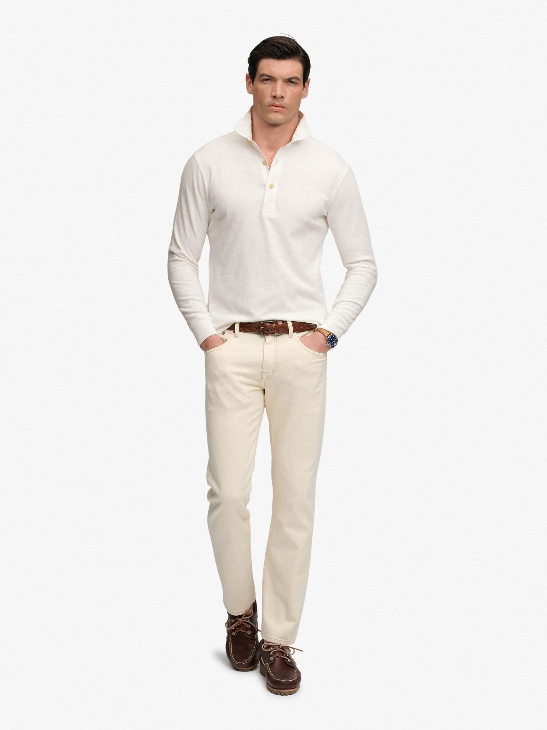 Superdry White Long Sleeve Polo Shirt Classic - Image 2
