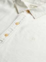 Superdry White Classic Preppy Long Sleeved Polo Shirt - Image 4 of 4