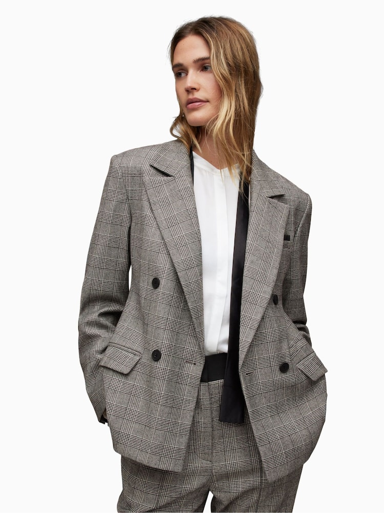 AllSaints Bea Check Blazer - Image 1 of 7