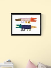 East End Prints Black Crocodile and Alligator Wall Art Print by Min Pin - Image 1 of 2