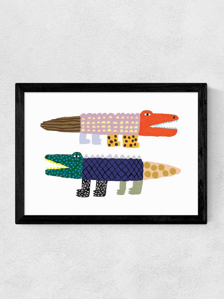 East End Prints Black Crocodile and Alligator Wall Art Print by Min Pin - Image 2 of 2 East End Prints Black Crocodile and Alligator Wall Art Print by Min Pin - Image 2 of 2